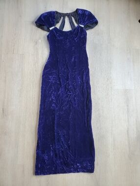 Vivian Dessy Diamonds For Dessy Creations Crushed Velvet Violet Dress